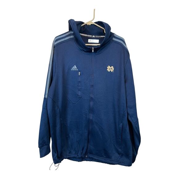 Adidas Climawarm Notre Dame Embroidered Polyester Full Zip Blue Jacket XL - Picture 2 of 4